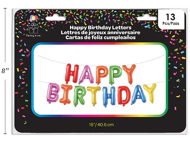 Happy Birthday Letters 16" height x 13pc (7 colors)