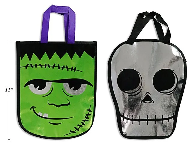 14in x 11.22in Hween Die-Cut Metallic Trick or Treat Bag. 2.75in (Gusset) 2 Asst.