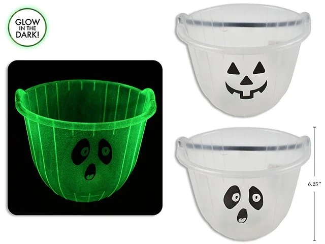 8in Plastic Glow in the Dark Pail 2 Asst. Styles.