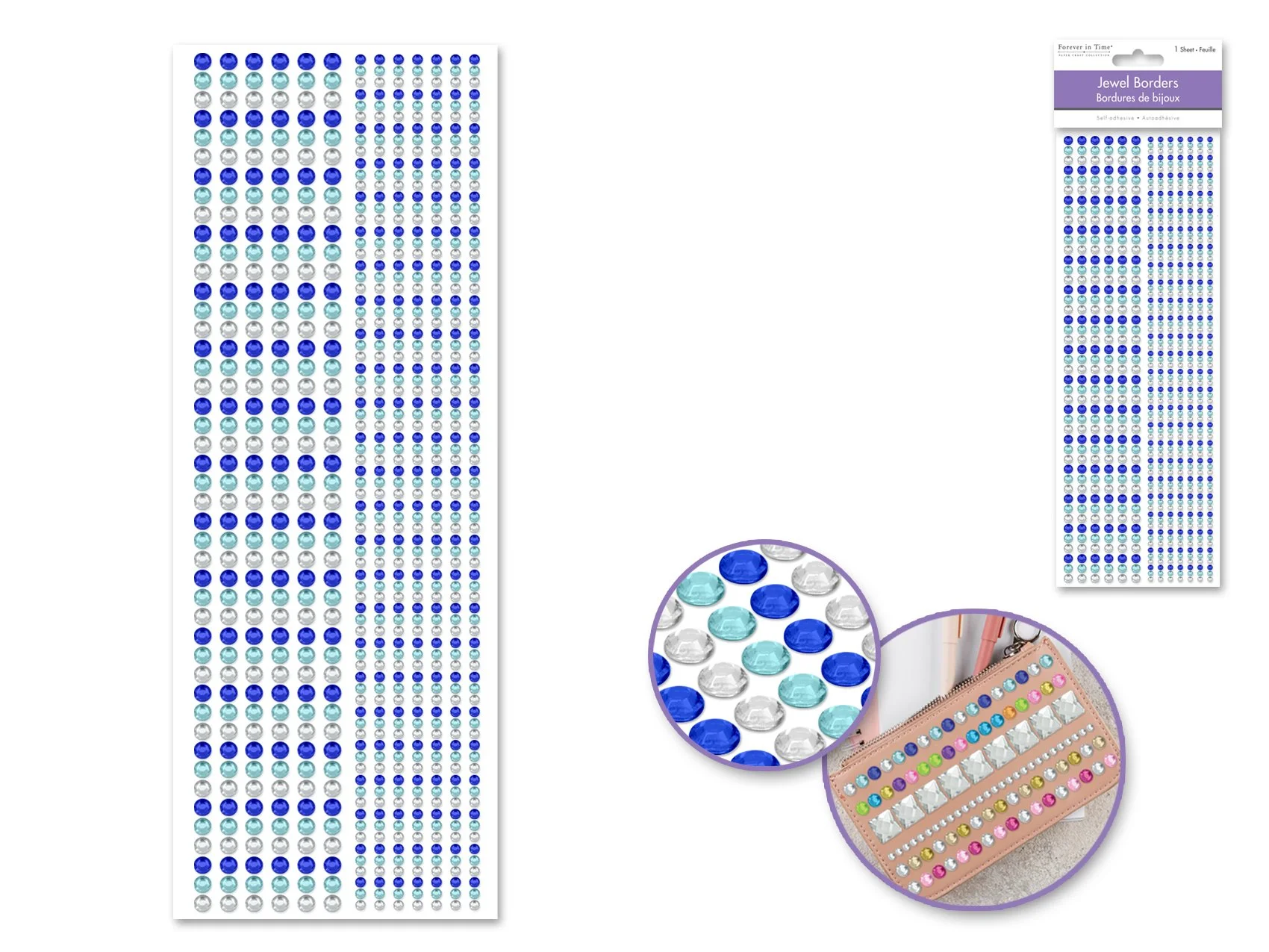 Paper Craft Sticker: 10cmx27cm Jewel Borders B) Gem Lines Ocean