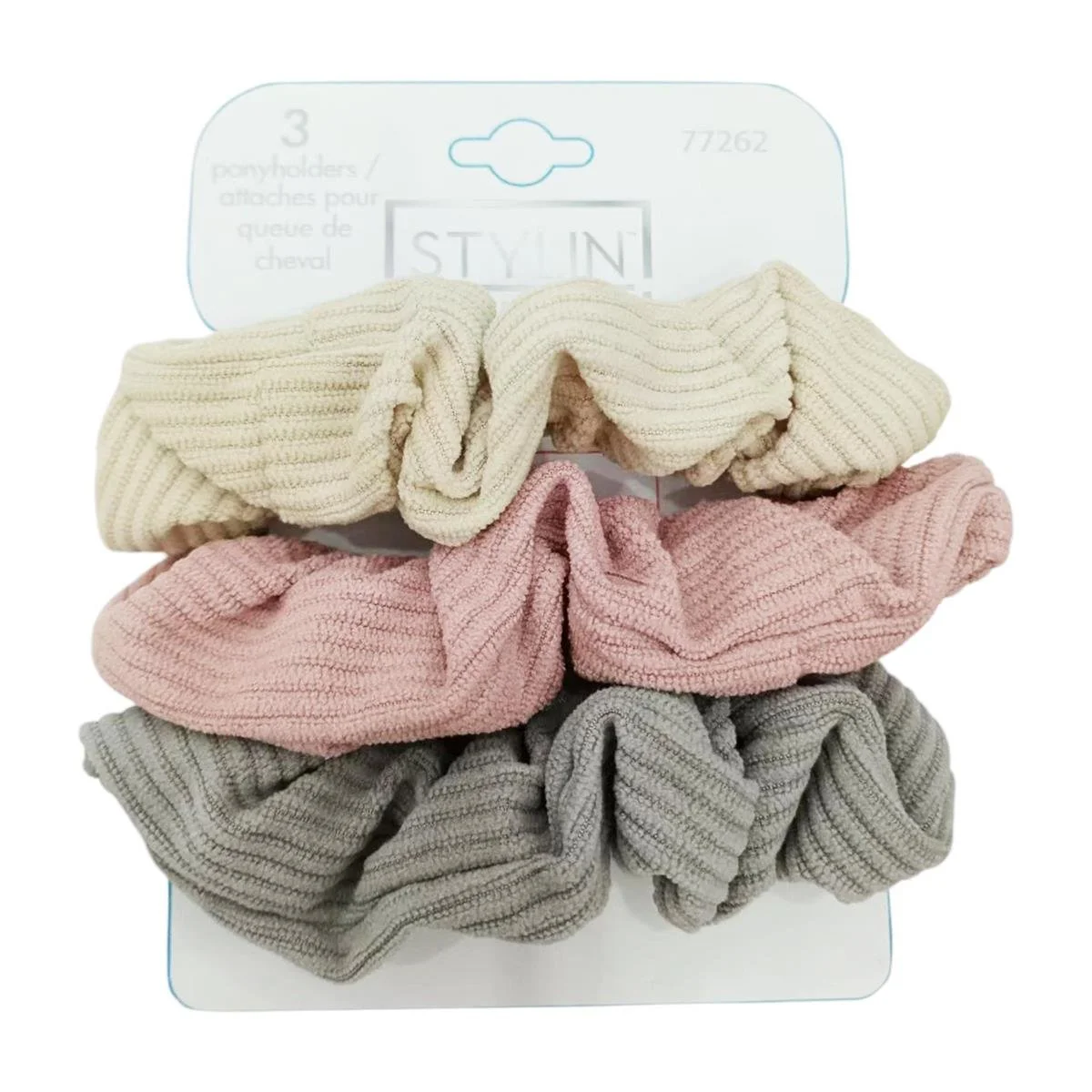 Stylin, 3-pc Soft Ribbed Scrunchies