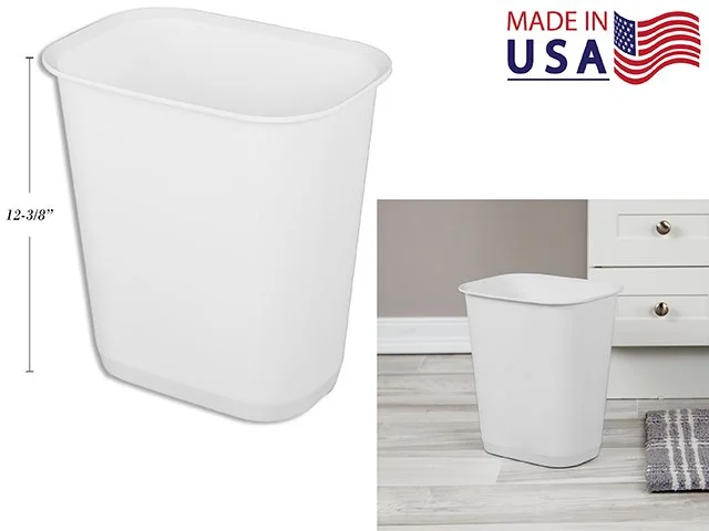 3 Gallon (11.4L) Rectangular Wastebasket. White Colour Only