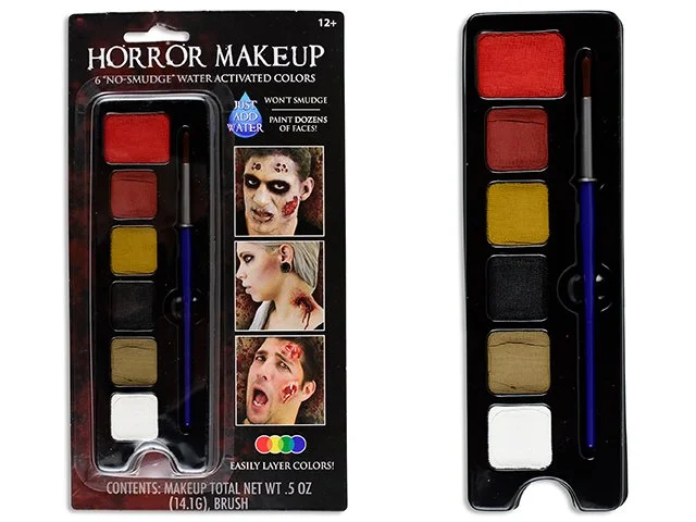 6-Colours Horror Makeup Tray w/Brush. Net Weight: 14.1g.
