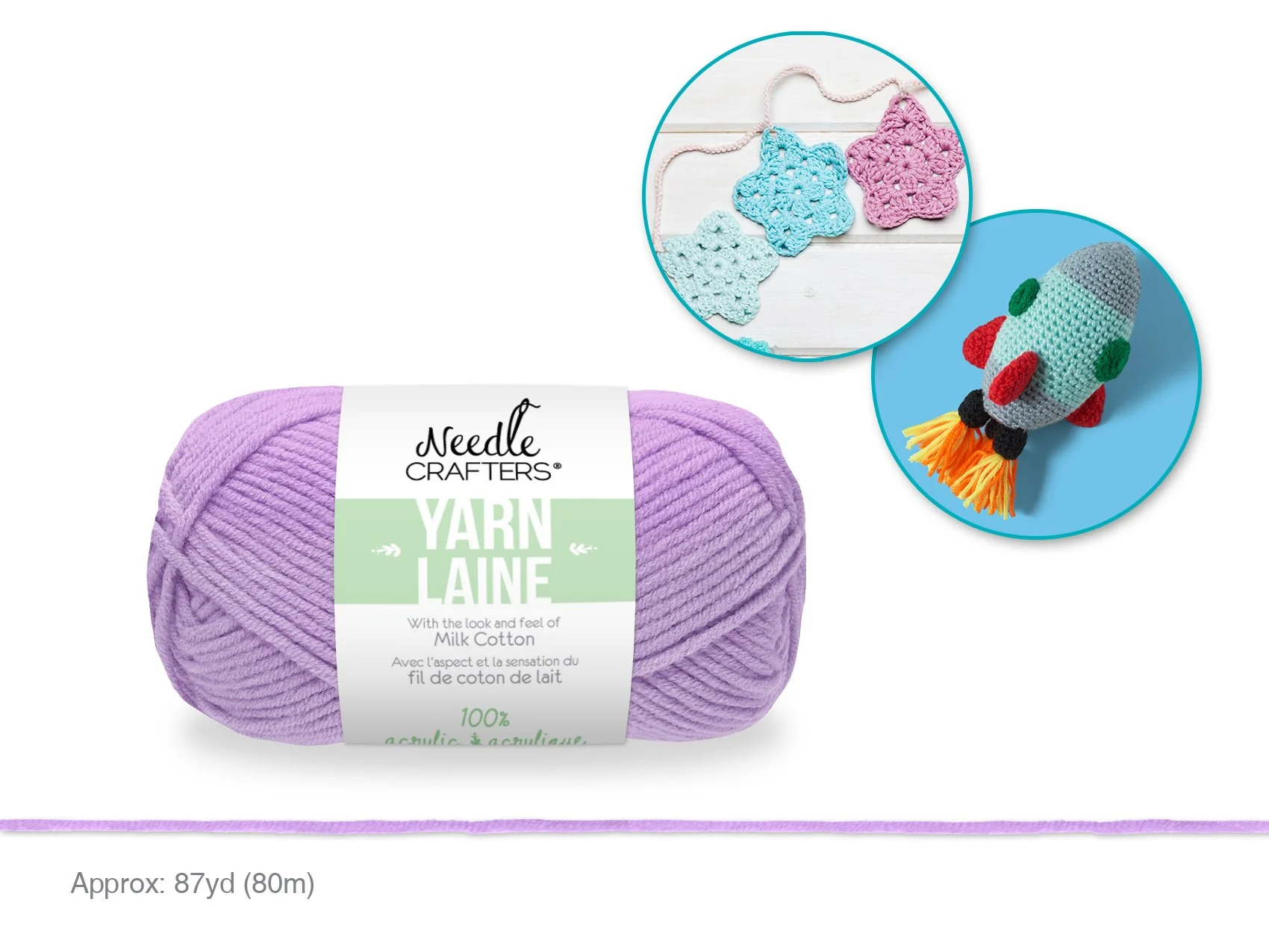 Needlecrafters: 50g Acrylic Milk Cotton Yarn P) Lilac