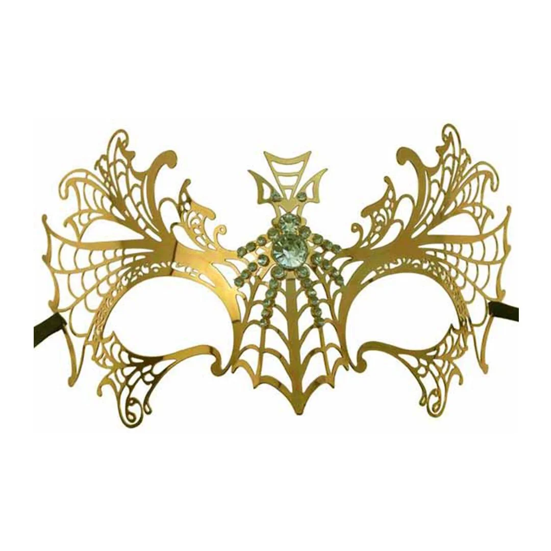 METAL SPIDER ROSE GD MASK W/CLR DIAMONDS