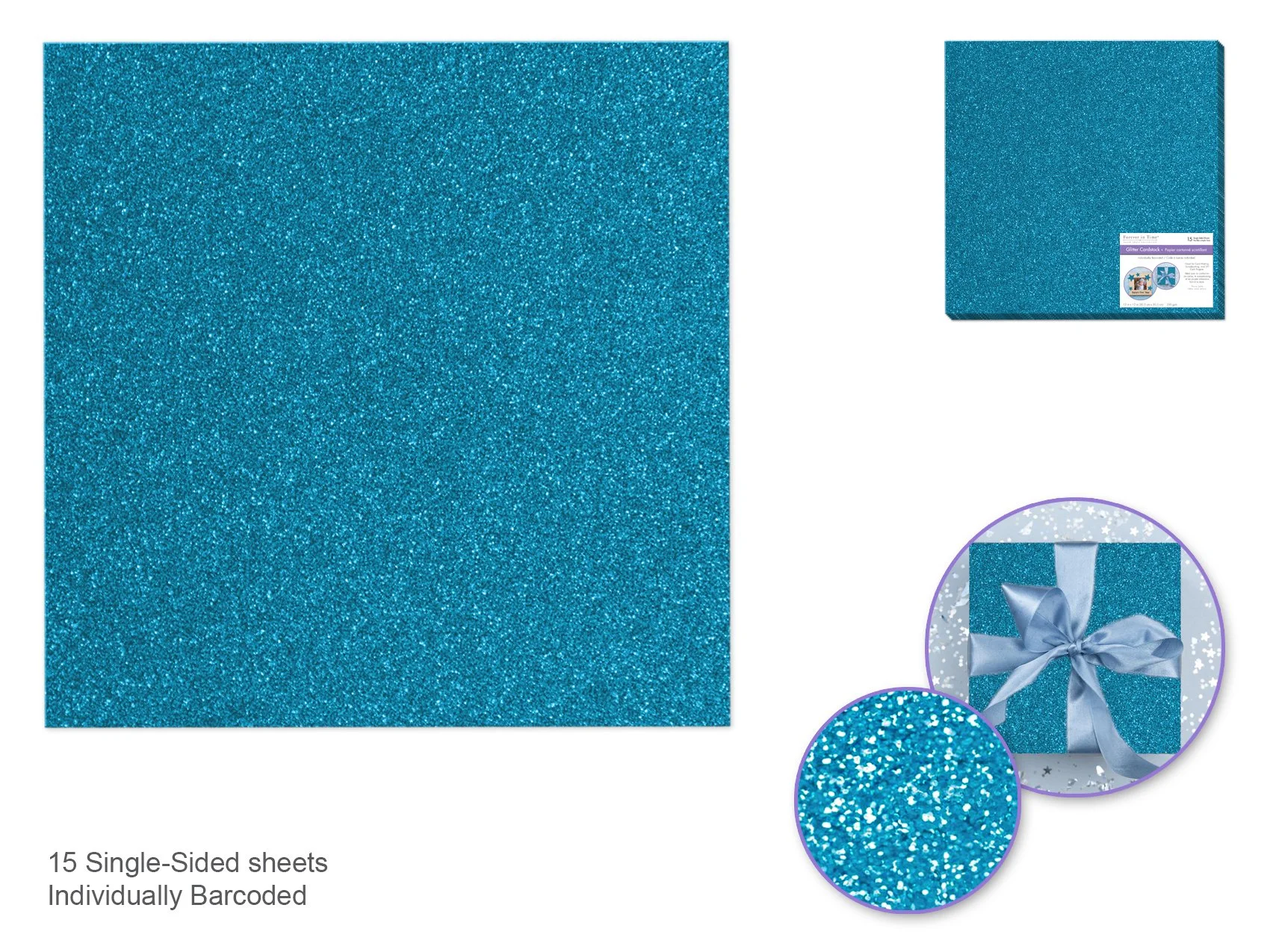 Scrapbook Paper: 12"x12" Glitter Cardstock 250gsm D) Aqua