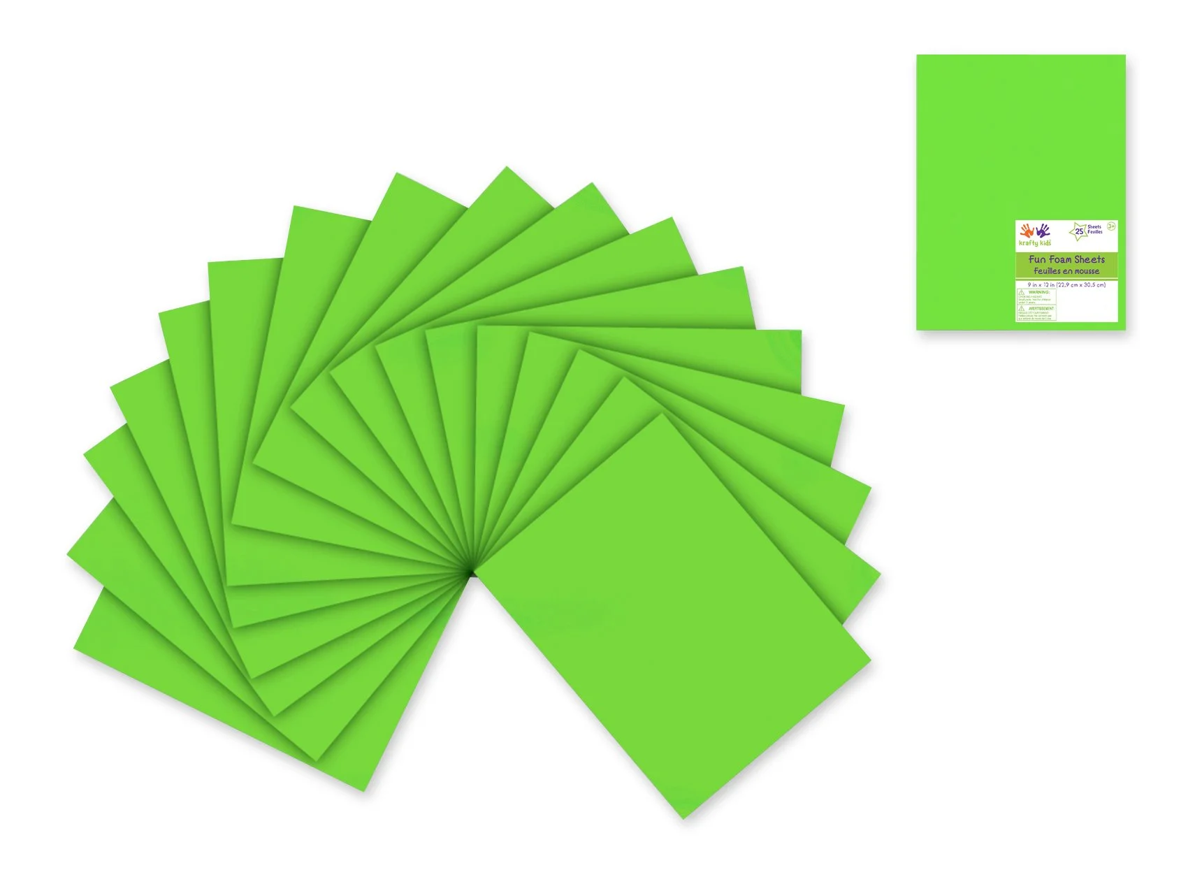 Fun Foam Sheets: 9"x12" Bulk 2mm(T) Barcoded Sheets P) Neon Green