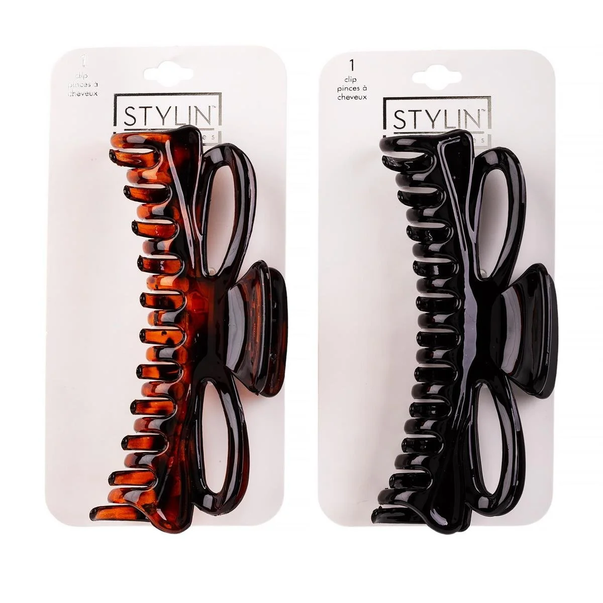 Stylin, 15cm Claw Clip, 2-asst colors, solid gloss black and clear tort
