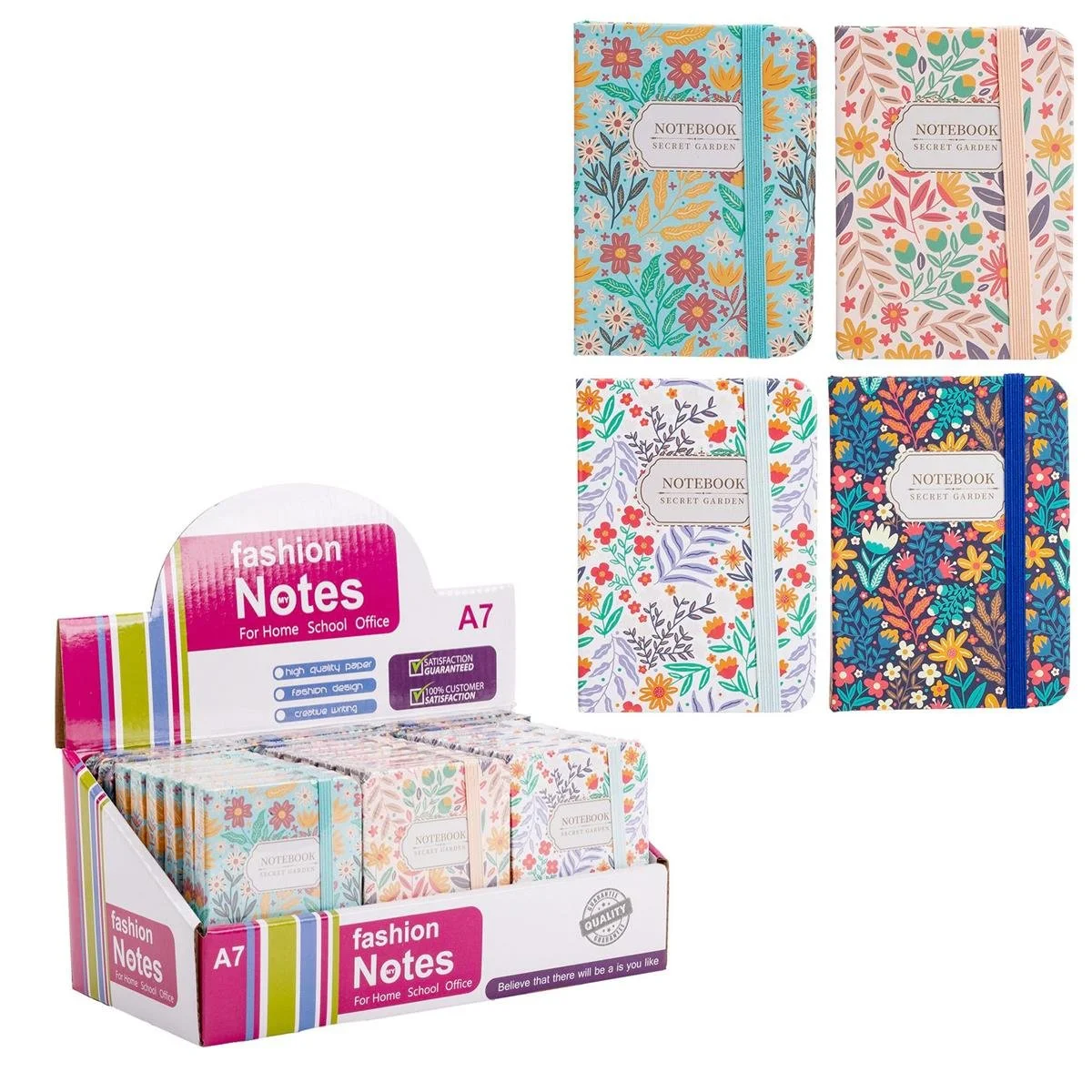 Secret Garden Hard cover Notebook 7.5x10.5cm 80s,80g, 4 sty , 24/PDQ
