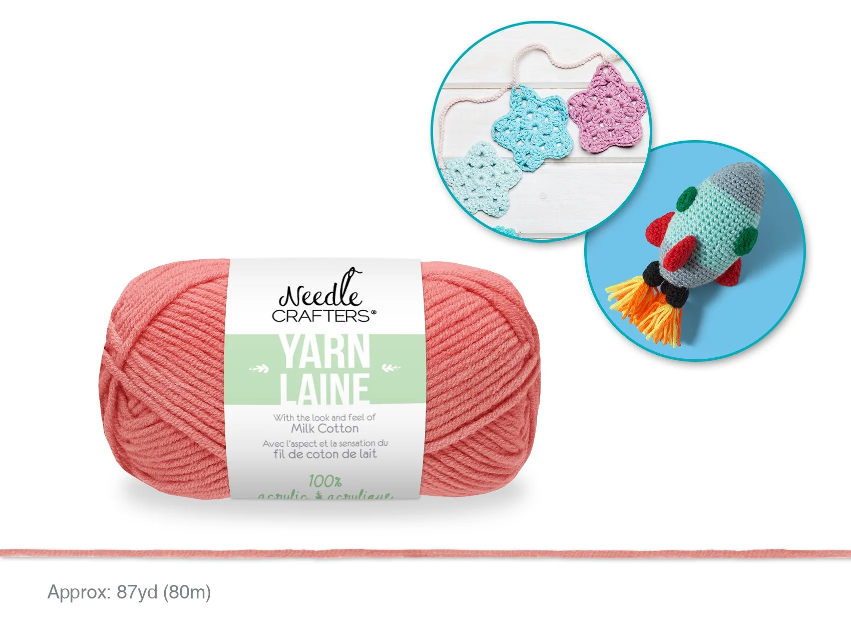 Needlecrafters: 50g Acrylic Milk Cotton Yarn M) Rose