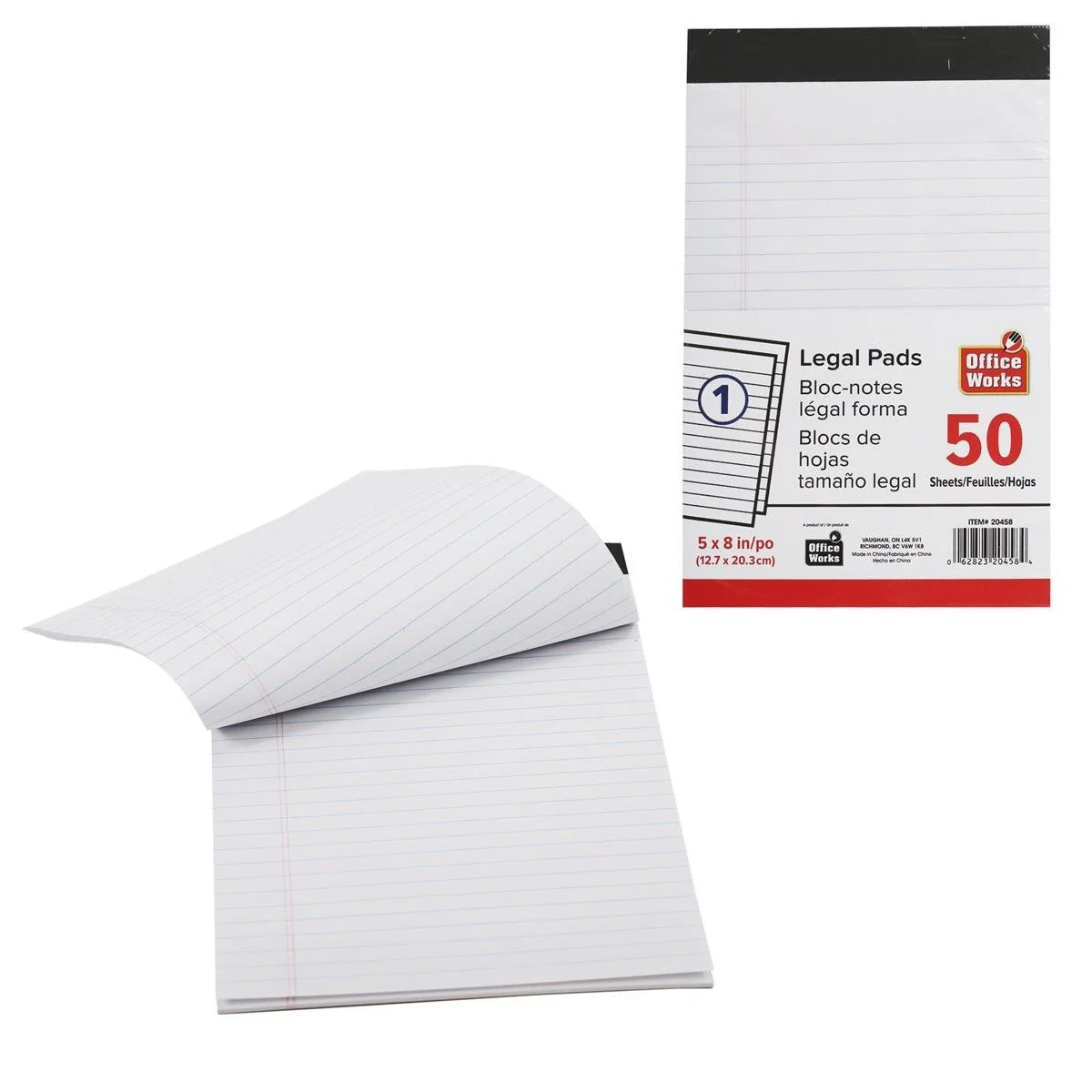 O.WKs. 50-Sheets Legal Pad 5x8", White