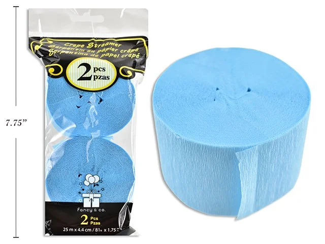 Teal Crepe Streamers 81' x 1.75" ( 25m ) 2pc