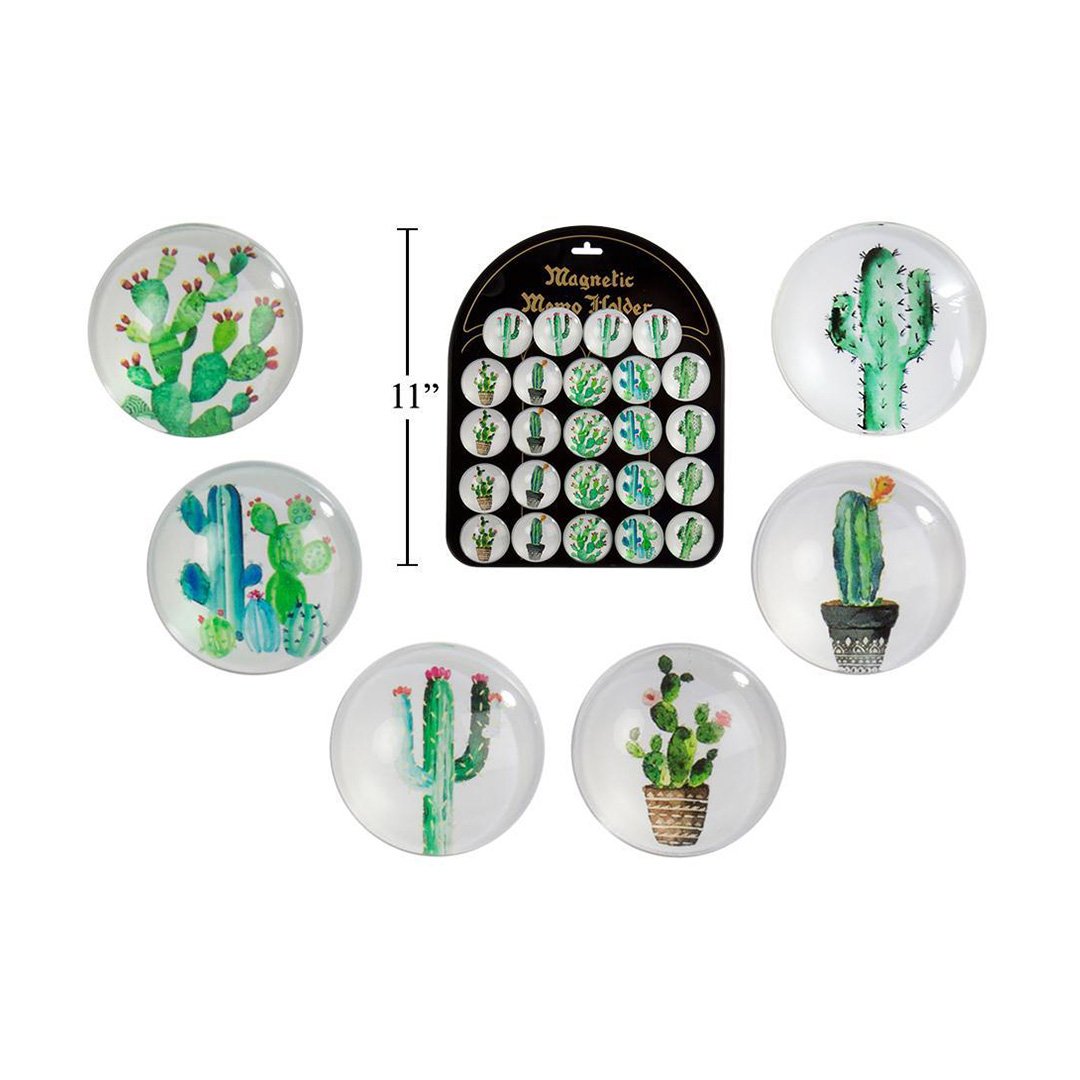 Round Glass Magnet - Cactus