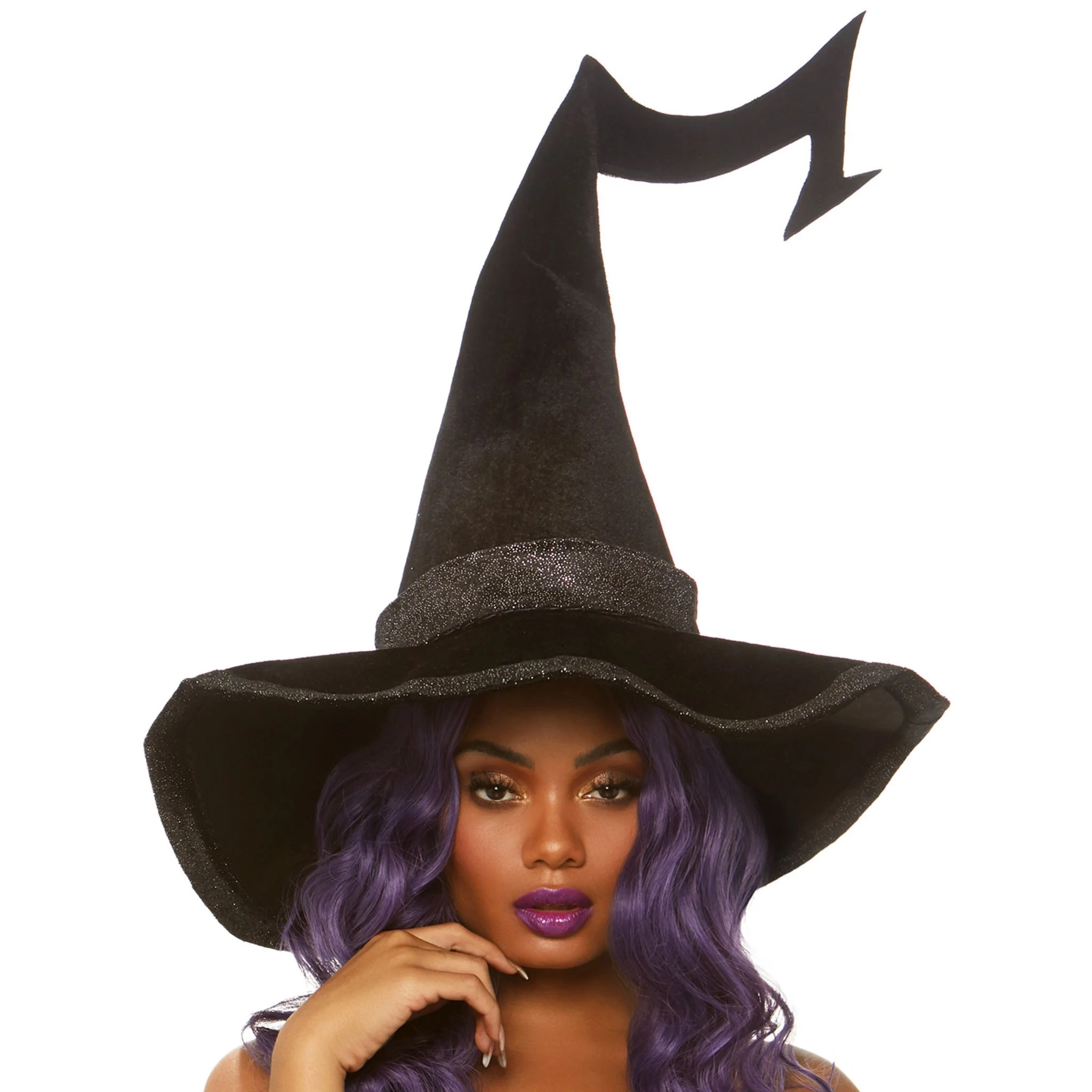 Bewitched Velvet Witch Hat w/ Glitter Trim