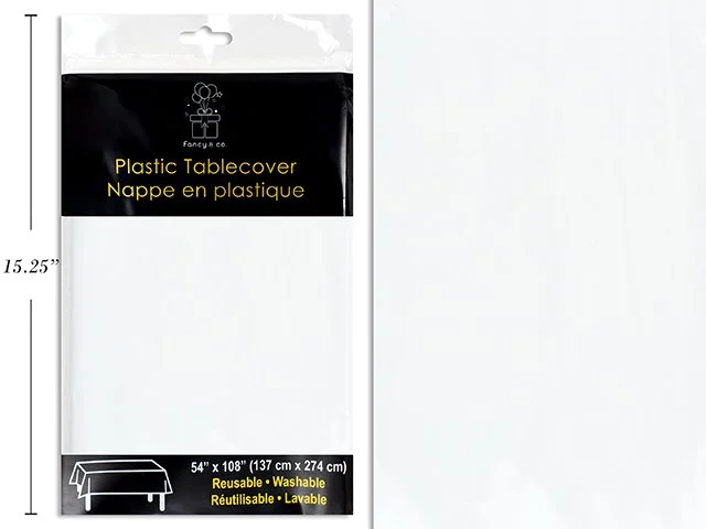 White Plastic Rectangular Table Cover 54x108"  Heavy Duty ( 40.5 sq. ft )