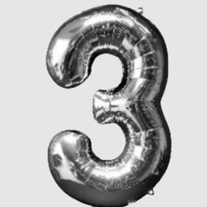 BALLOON FOIL NUMBER 34in Silver 3