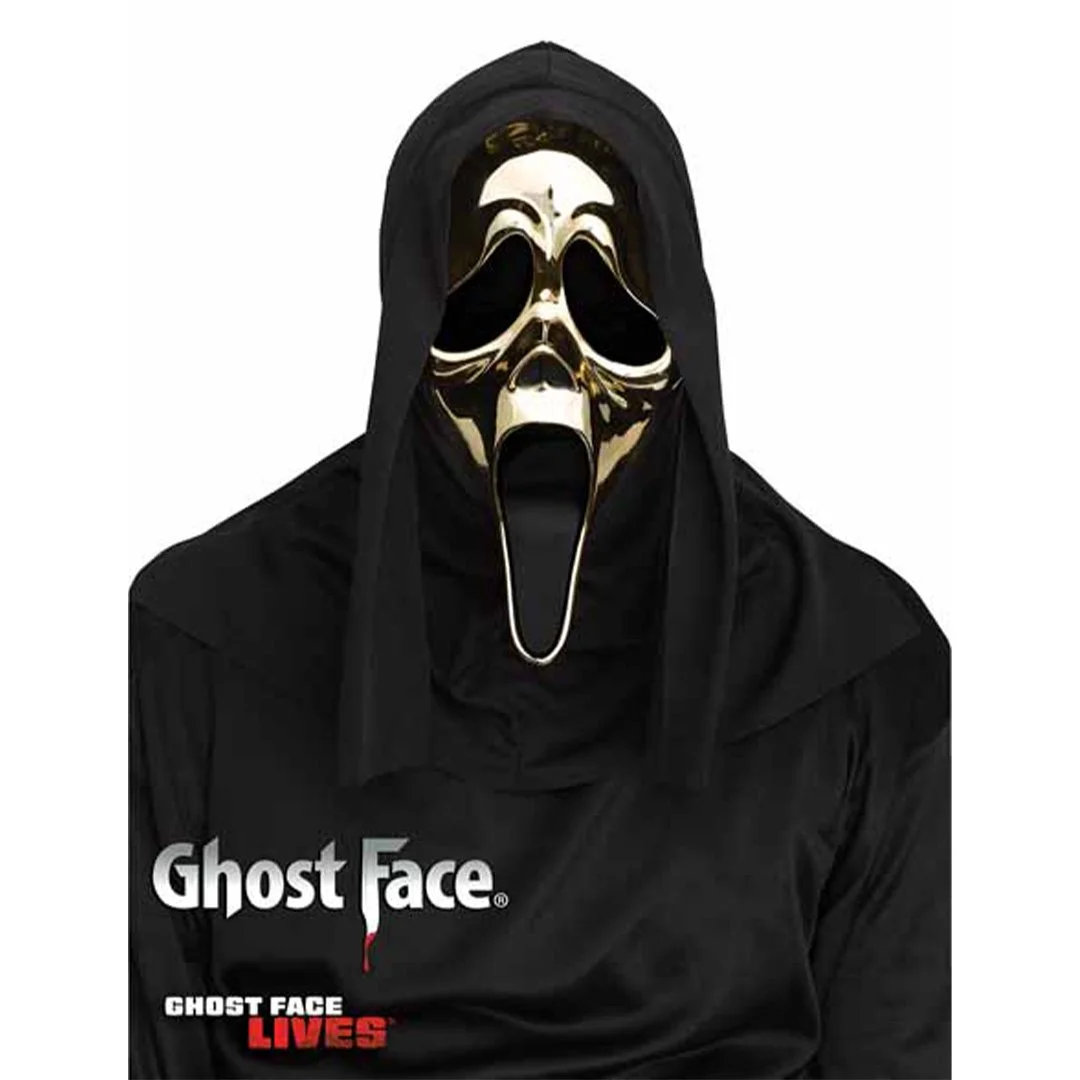 GHOST FACE MASK GOLD CHROME - ADULT SIZE