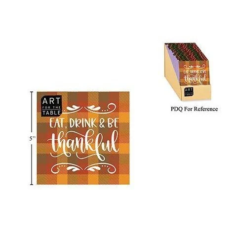 24-PC Harvest "Eat, Drink & Be Thankful" 10x10 3-Ply Cocktail Napkins