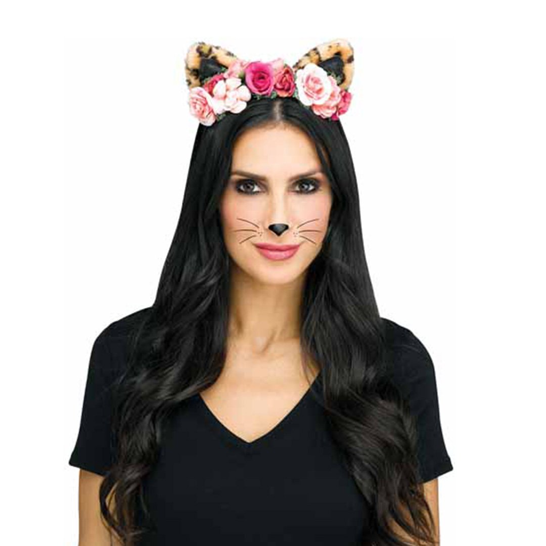 CHEETAH FLOWERY EAR HEADBAND