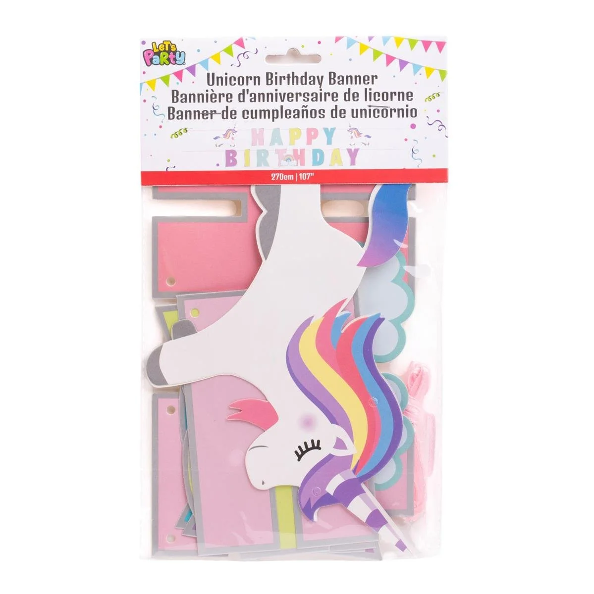 Let's Party, U-corn Birthday Banner, 107"