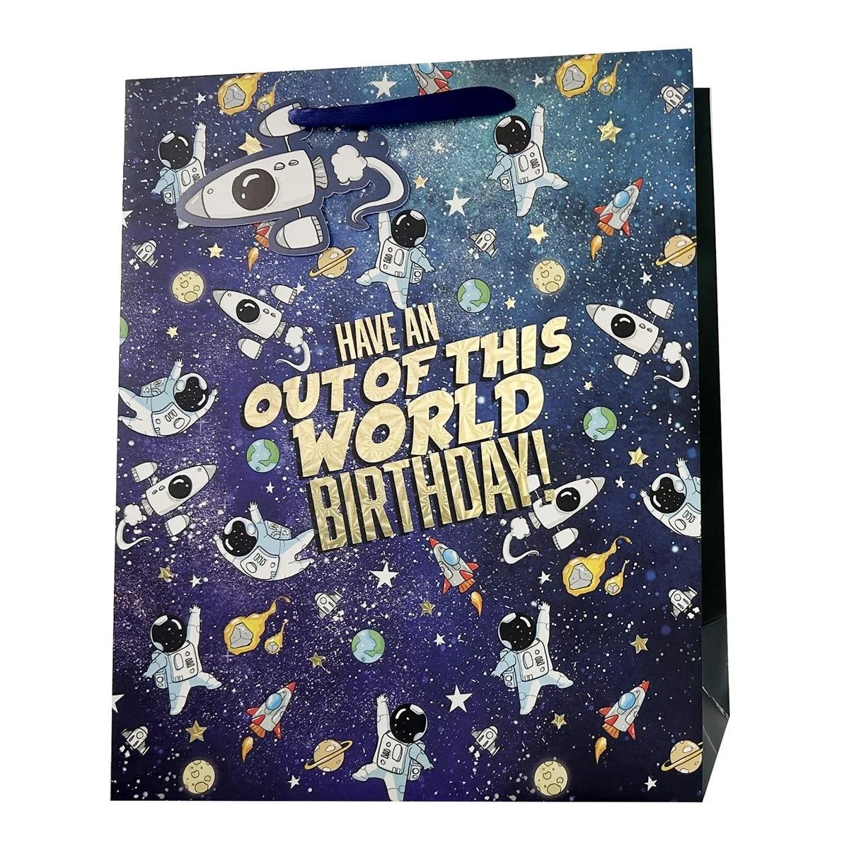 Paper T. Space Bday DLX Gift Bag , Large, Matte/HS, 210GSM