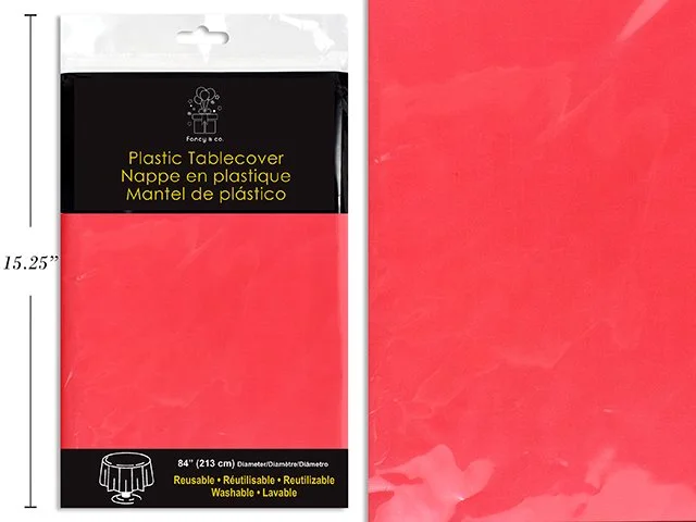 Red Plastic Round Tablecover 84"/213cm Diameter Heavy-Duty