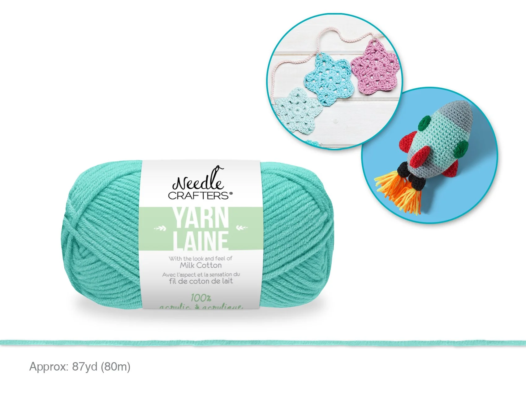 Needlecrafters: 50g Acrylic Milk Cotton Yarn R) Seafoam