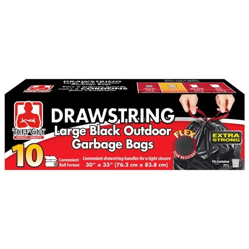 Tuff Guy – Drawstring Large Outdoor Garbage Bags – 30″ x 33″ – Tear Resistant – Black – 10Pk