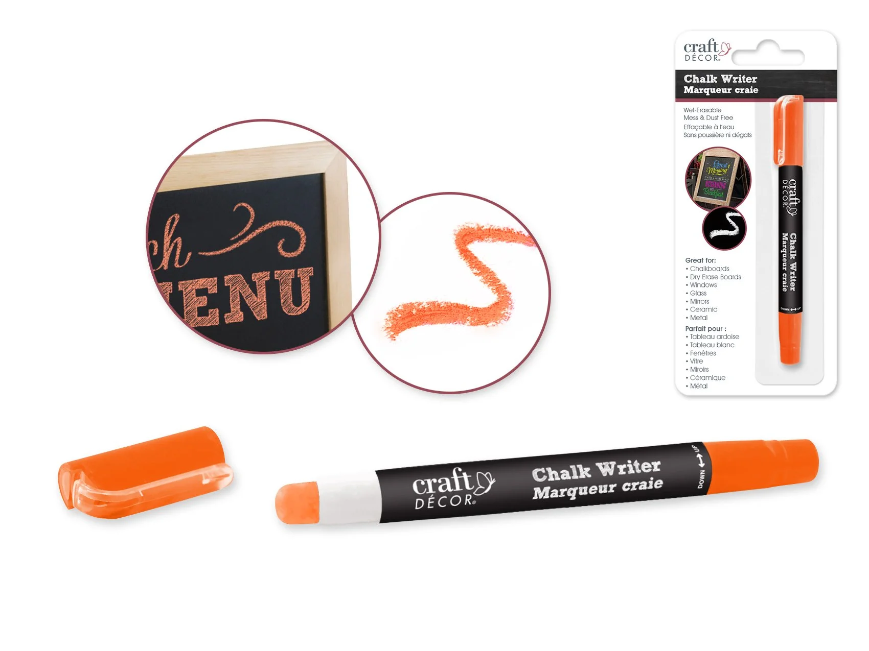 Craft Decor: Chalk Writer Blister-Carded F) Neon Orange