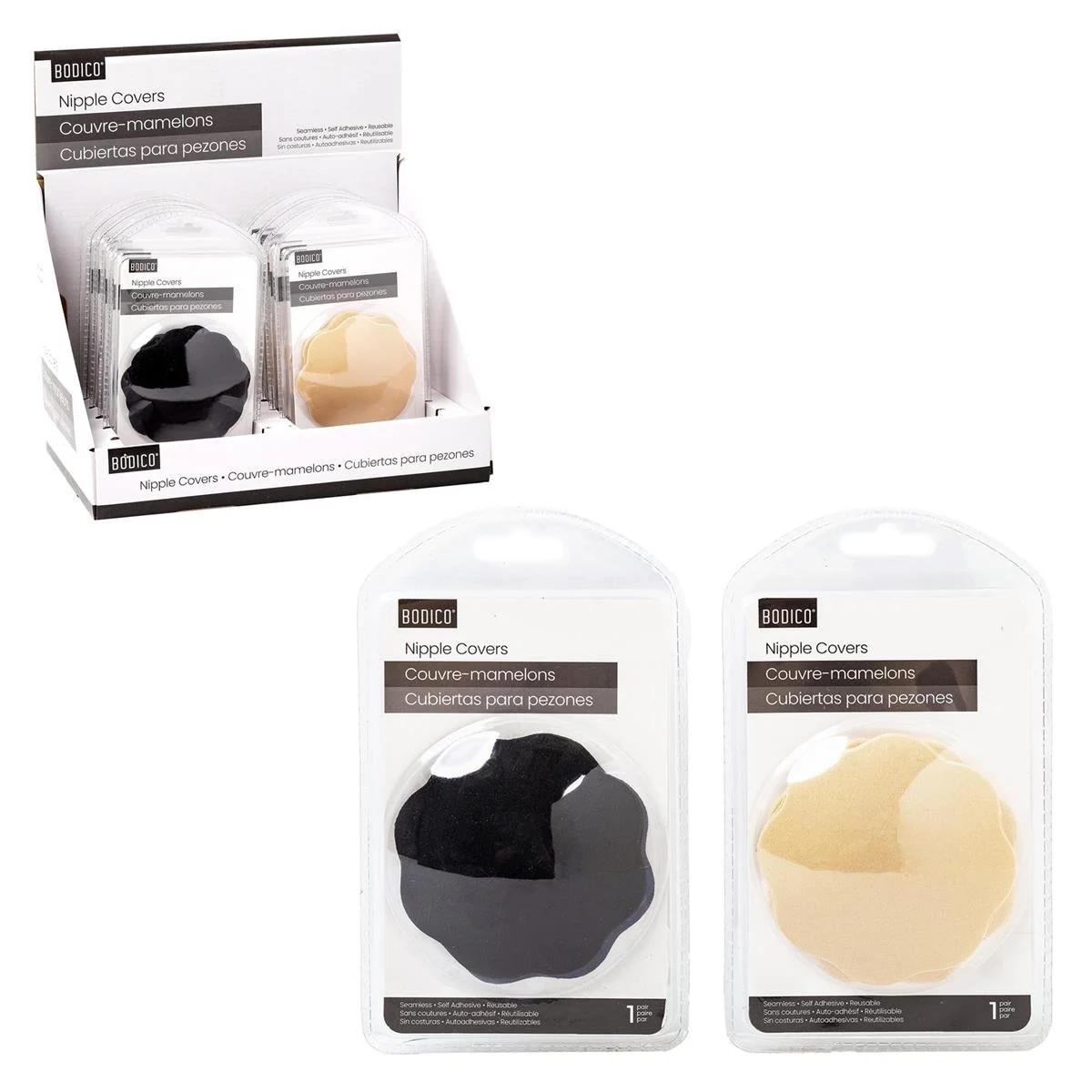 Bodico, Seamless Nipple Cover Self- Adhesive & Reusable, 2col