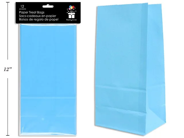 Paper Treat Bags Powder Blue 10x5x3.5" 12pc/Pkg