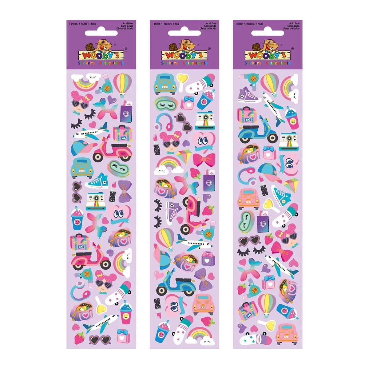 Woody's Stickers, Cool Girls, , holographic finish, 3 styles