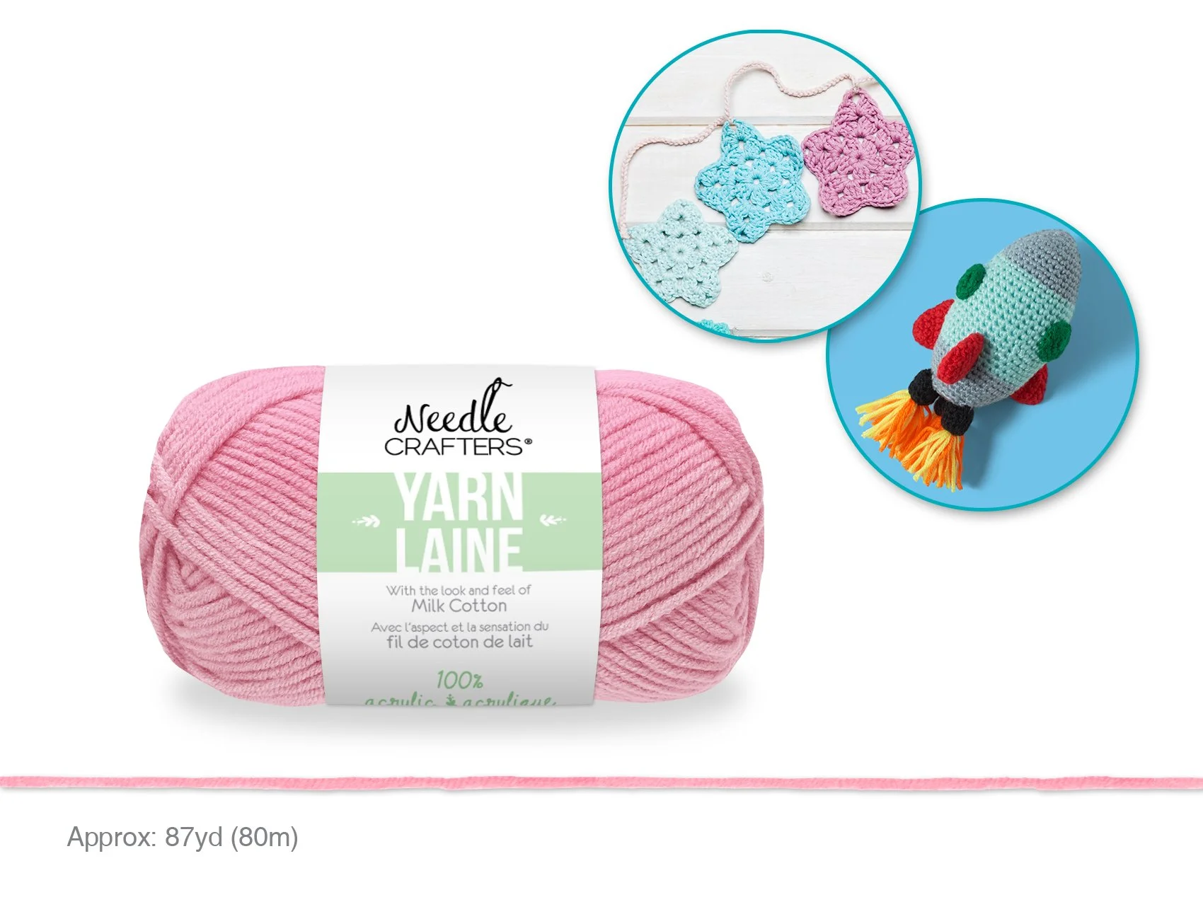 Needlecrafters: 50g Acrylic Milk Cotton Yarn O) Baby Pink