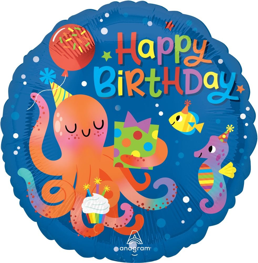 Standard Cute Octopus Birthday Balloon