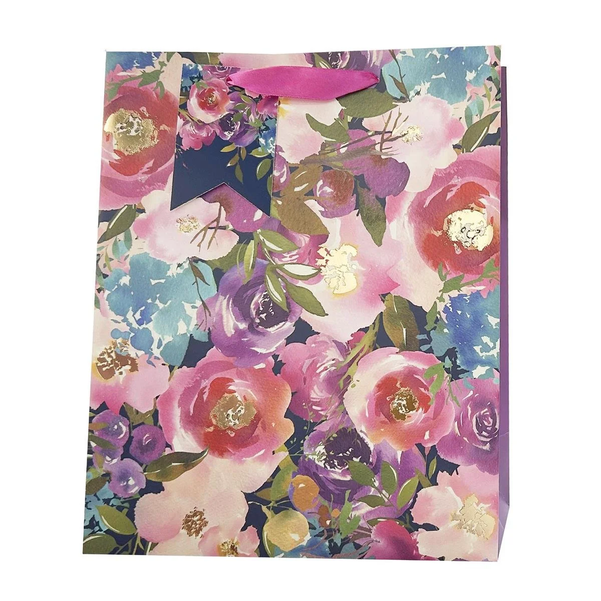 Paper T. Floral DLX Gift Bag, Lrg. , Matte/HS, 210GSM