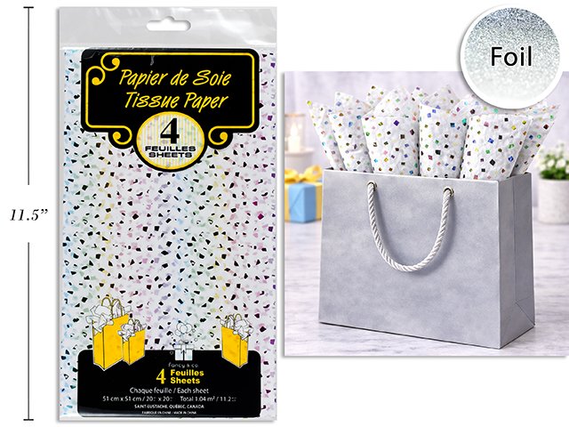 Hot Foil Stamped Tissue Paper Rainbow Confetti 4pc 20x20"