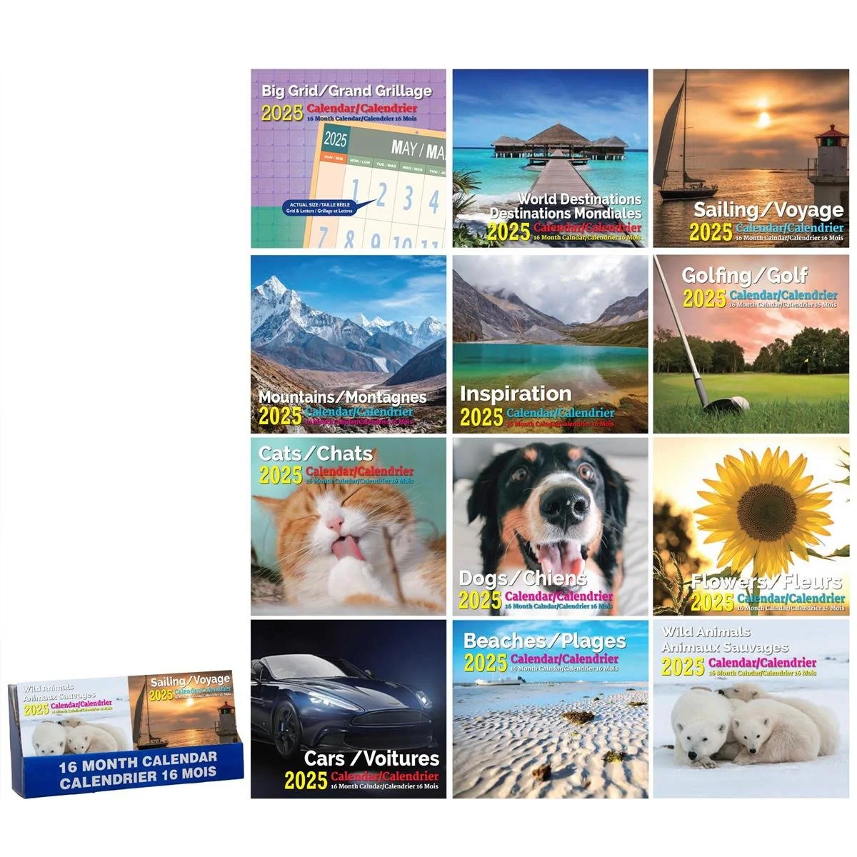 2026 16 Month Calendar, 12"x11" 120/DPY, 12 designs (Bilingual)