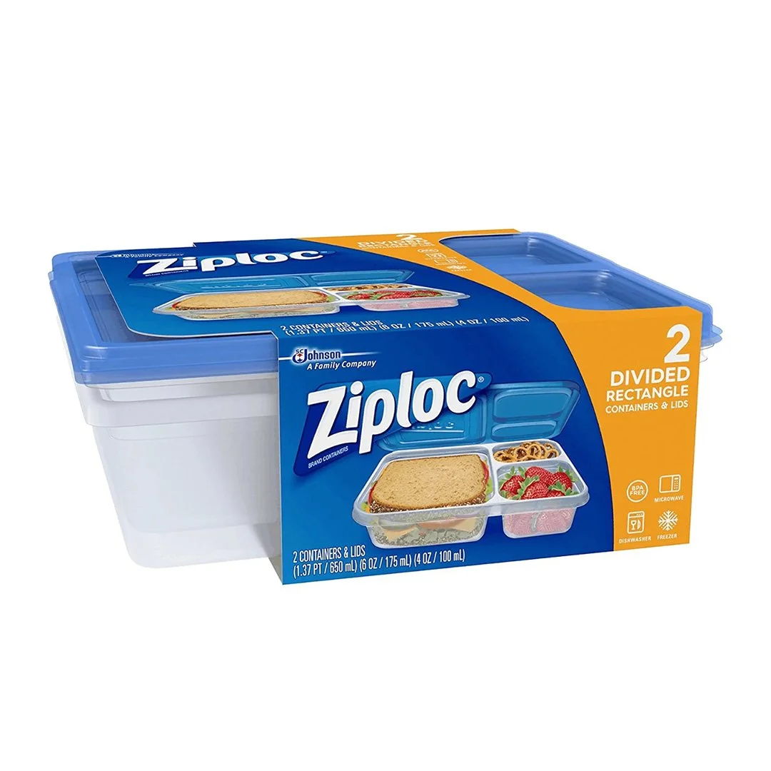 ZIPLOC LUNCH CONTAINER 2 DIVIDED RECTANGLE