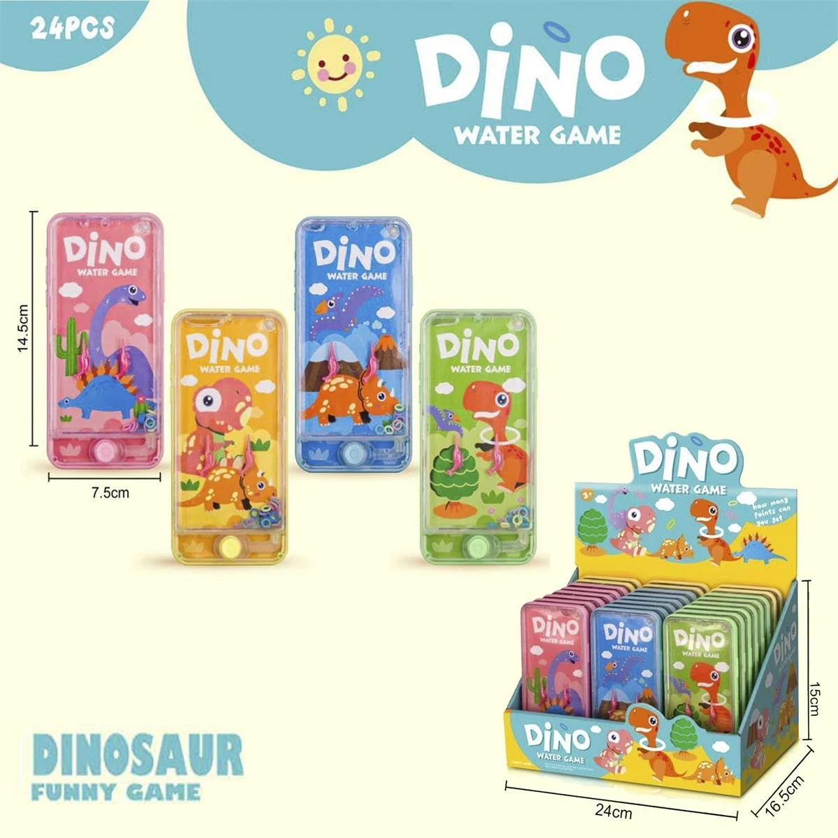 Handheld Water Game, Dinosaur, 4 Asst.