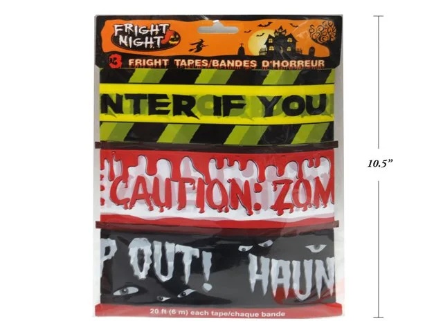 3pk 20ftAssorted Fright Tape. Enter If You Dare/ Caution Zombie Zone/Keep Out