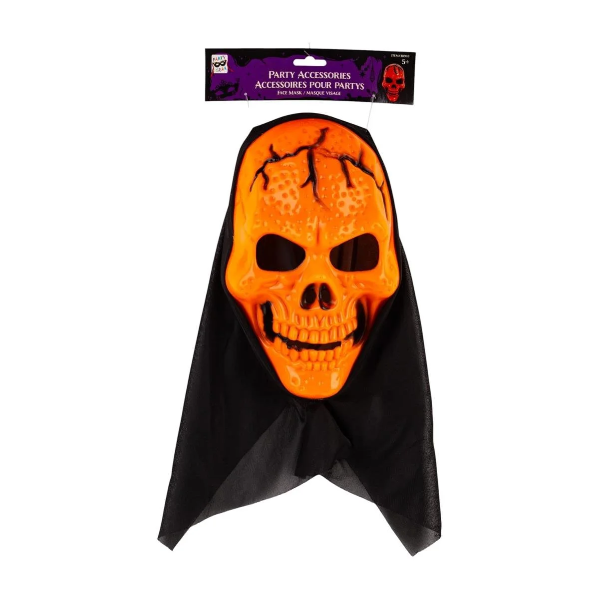 Party Gear Orange Skull Mask w/ Hood