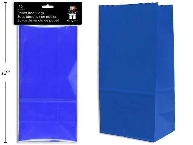 Paper Treat Bags Royal Blue 10x5x3.5" 12pc/Pkg