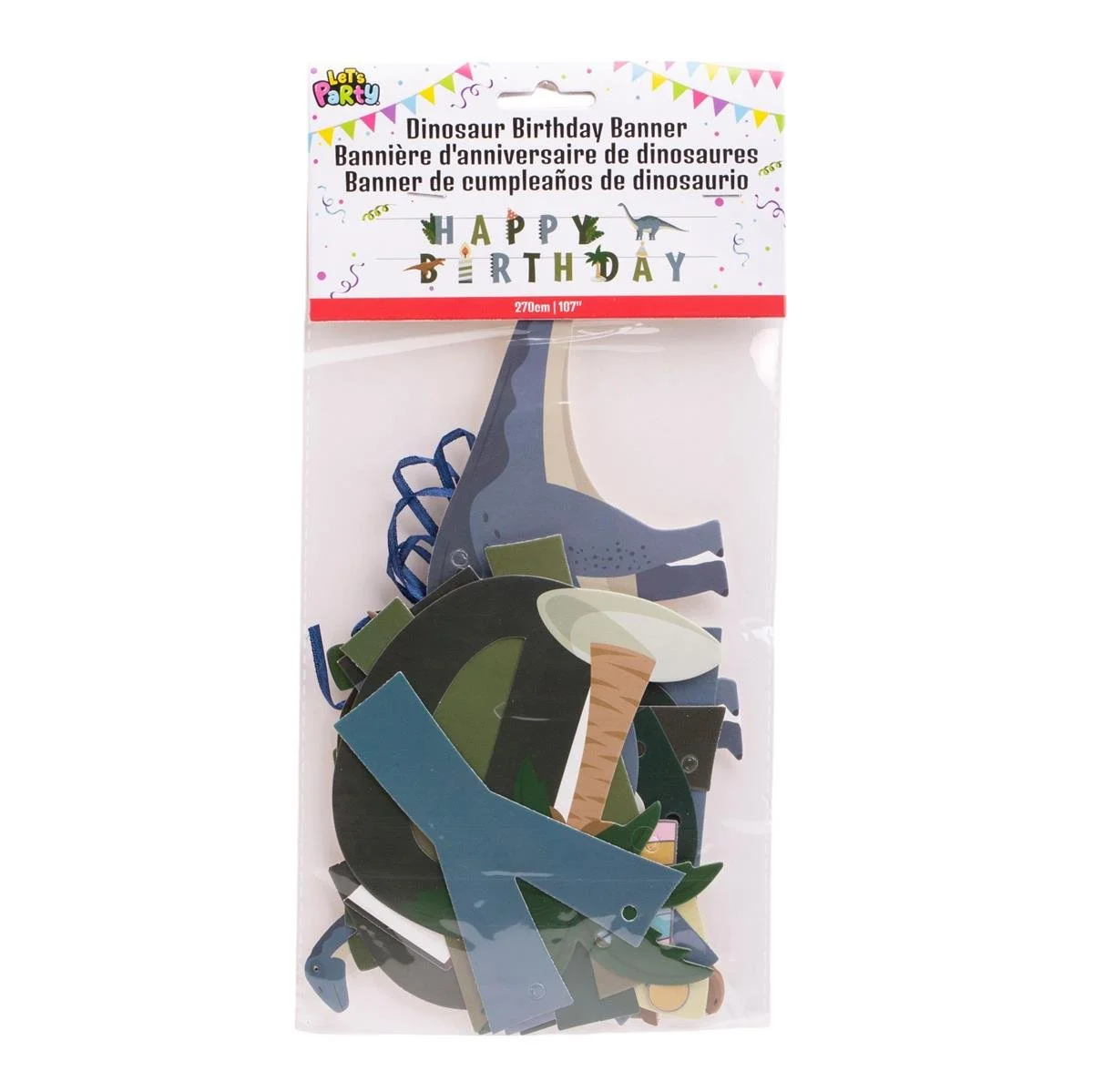 Let's Party, Dino Birthday Banner, 107"