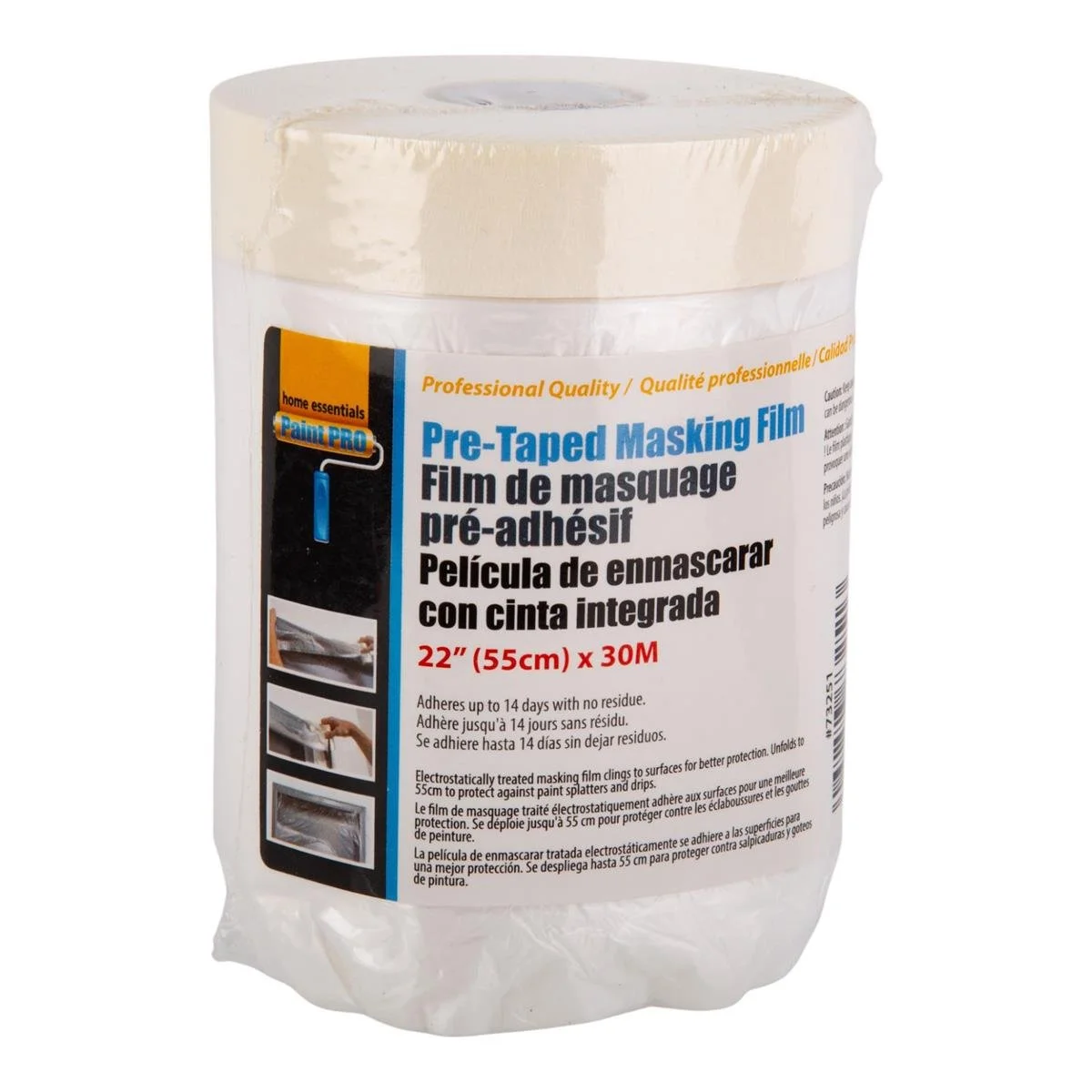 H.E. Paint Pro Pre-Taped Masking Film, 22"x 30M