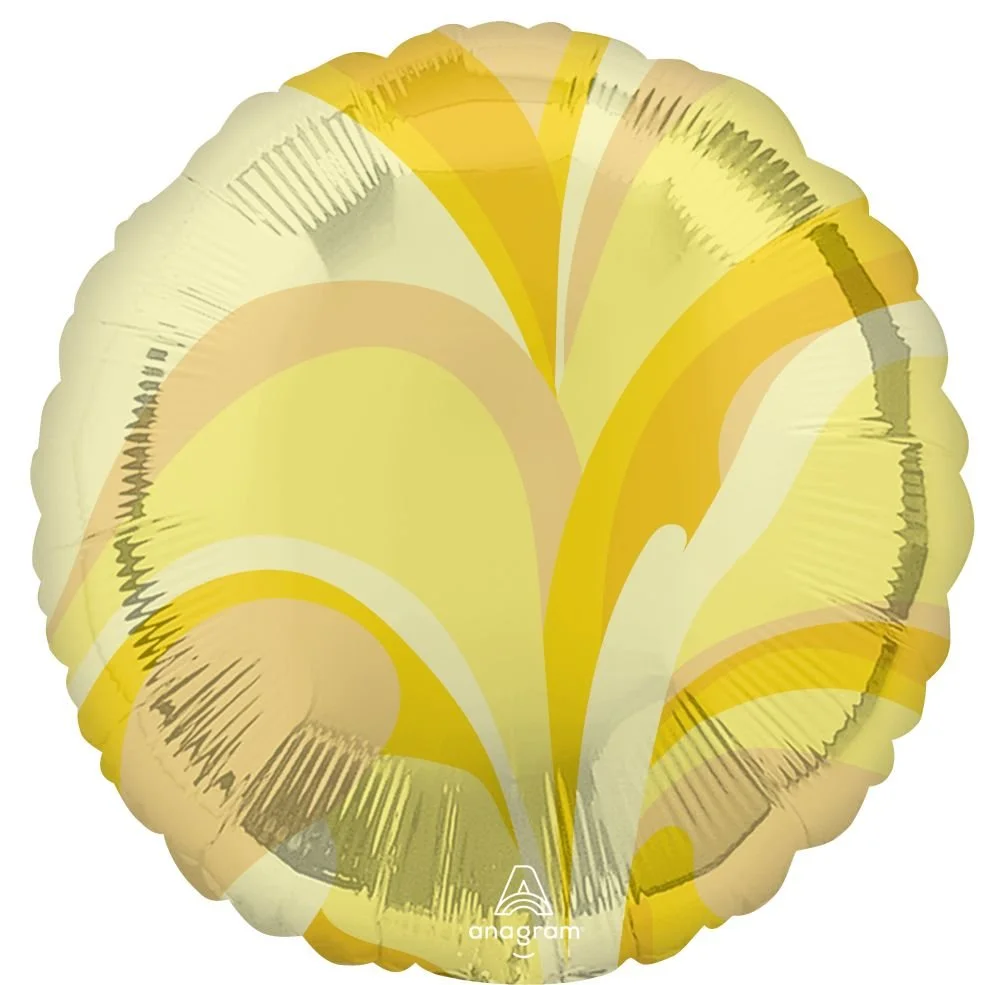 18" Vibrant Marble Gold Circle Balloon