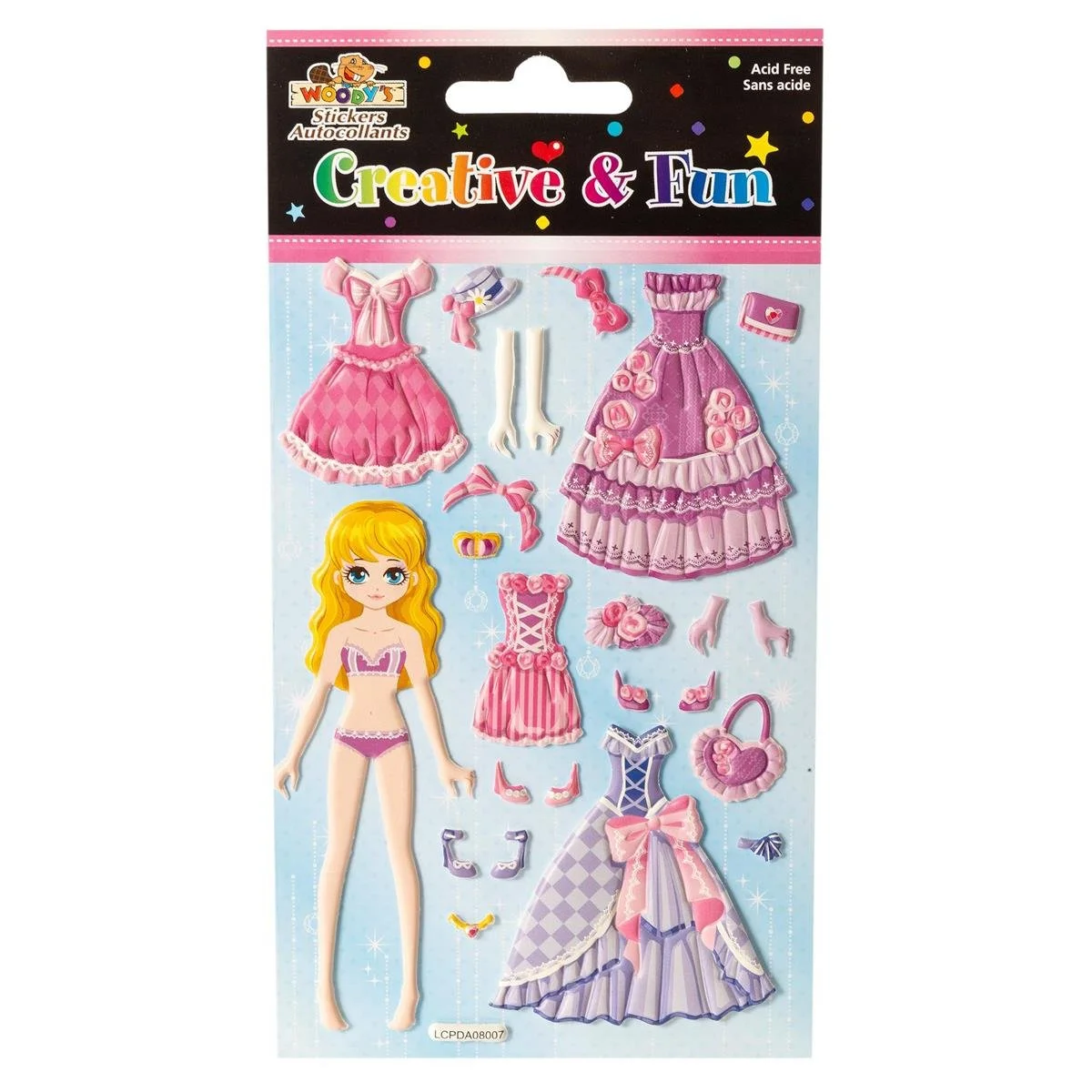 Woody's, 4" x 6" Puffy Stickers, Girl's Mix & Match