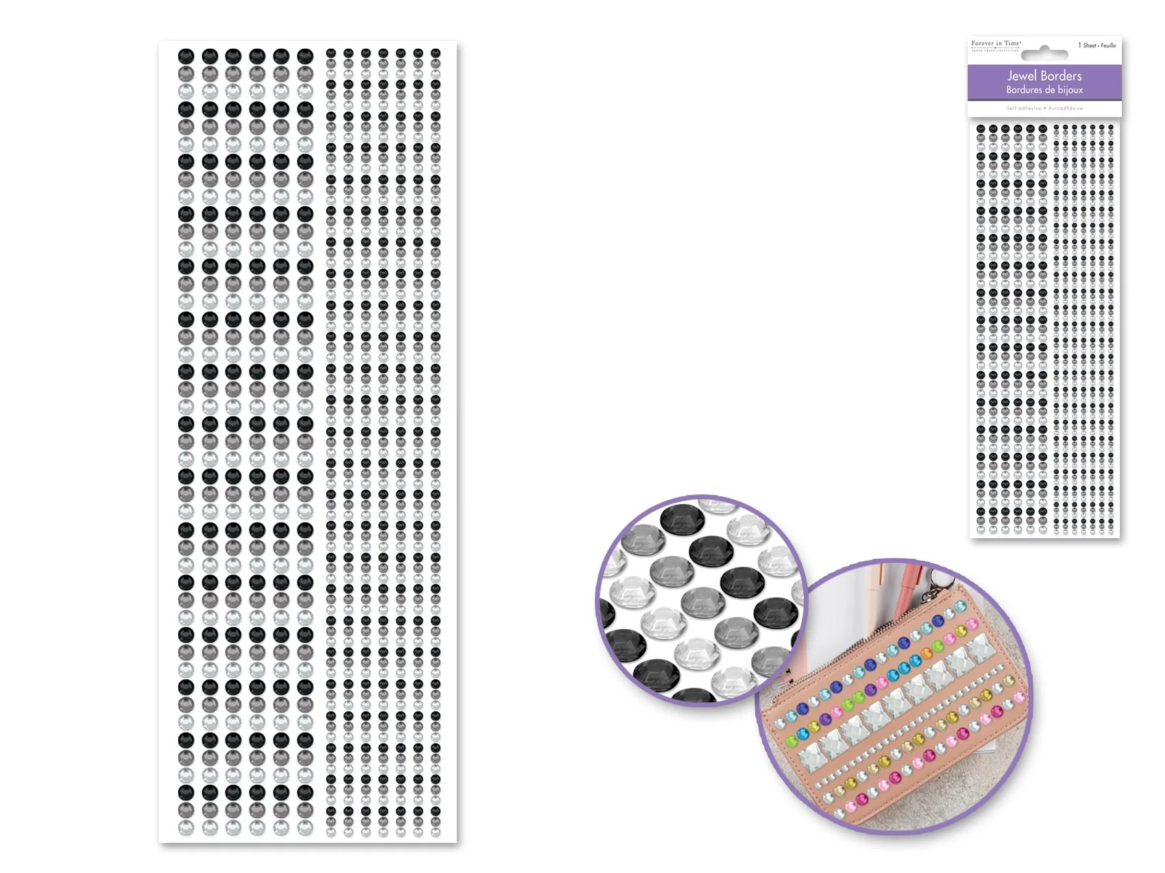 Paper Craft Sticker: 10cmx27cm Jewel Borders D) Gem Lines Classic