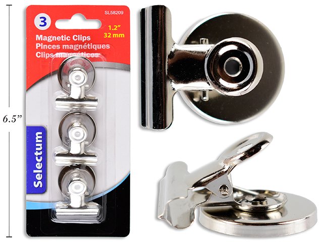 3 PK MAGNETIC SILVER CLIPS, 32MM (1.2")