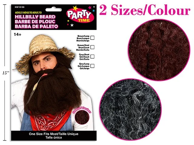 Hillbilly Red Neck Beard. 4 Asst. 2 Sizes + 2 Asst. Cols.