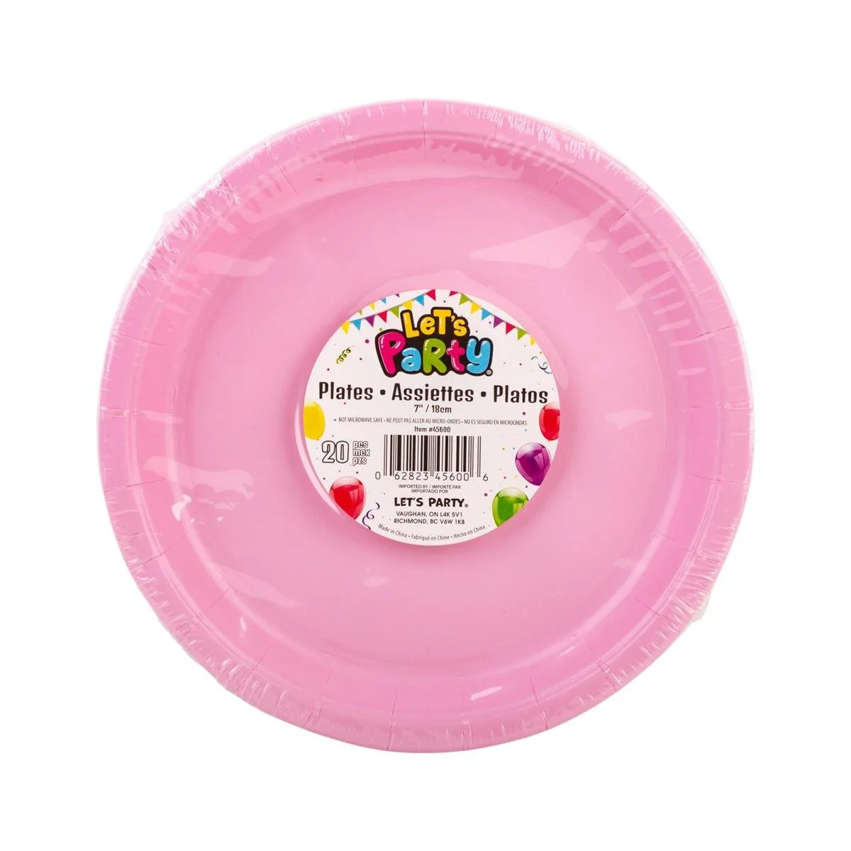 Let's Party, 20ct 7" Baby Pink Paper Plate, 350gsm